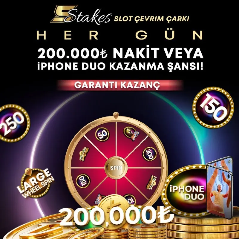 5Stakes Telegram: 💎🎰 SLOT ÇEVRİM ÇARKI BAŞLADI!🎰💎 🔥 Her 10.000₺ slot çevrimine 1 Çark hakkı! 💰…