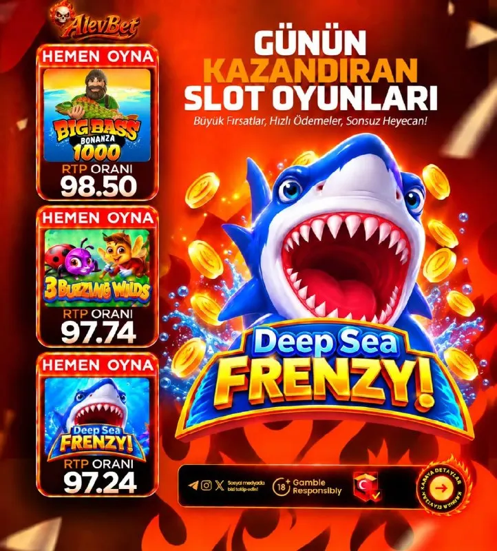Alevbet Telegram: 💸 GÜNÜN YÜKSEK RTP’Lİ OYUNLARI SENİ BEKLİYOR! 🎰 🔥Yüksek RTP oranlarına sahip…