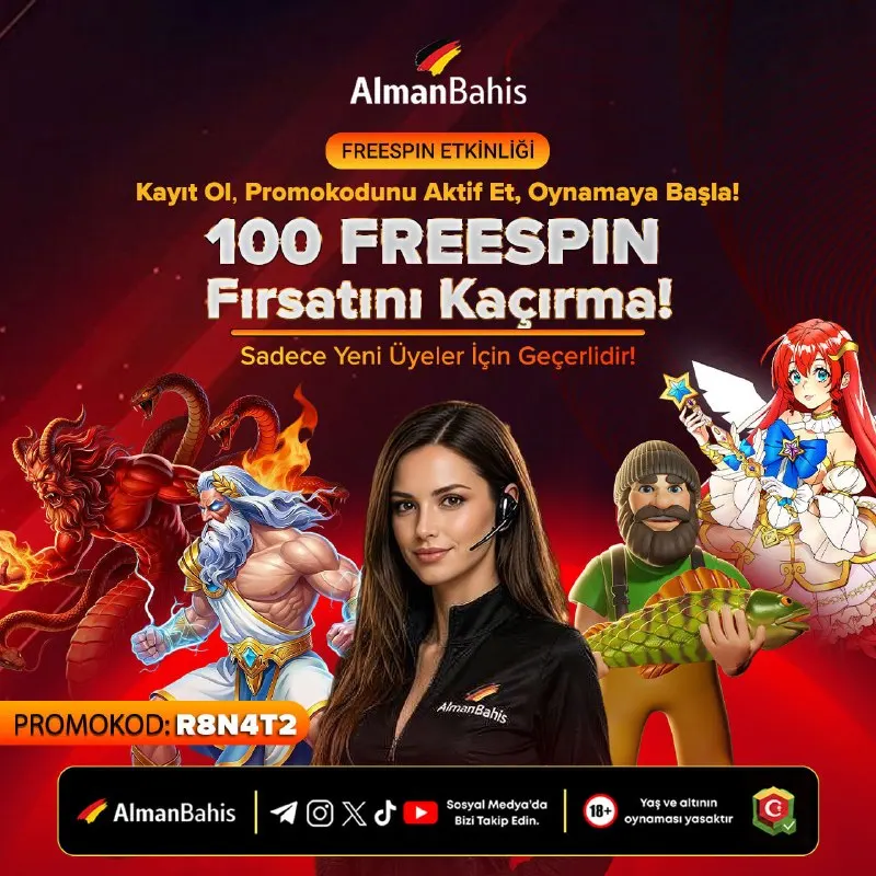 Alman Bahis Telegram: 😀 ALMANBAHİS’TEN YENİ ÜYELERE ÖZEL 🤩🤩🤩 FREESPİN HEDİYE! 🎰 100 Freespin x 2 TL…