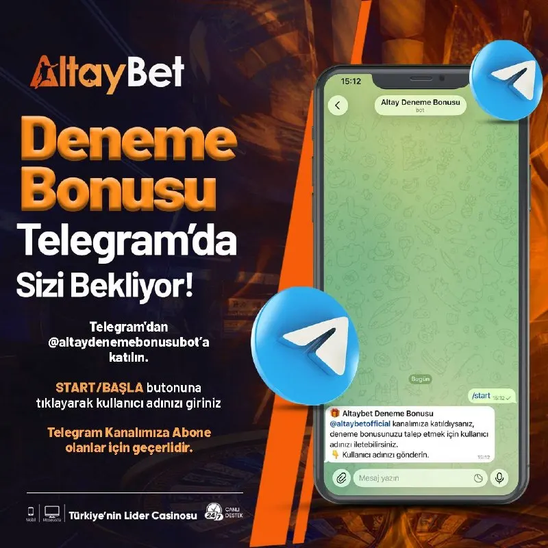 Altaybet Telegram: 🤑Hızlı ve Kolay Deneme Bonusu! ✅Deneme bonusu almak için tek bir yere…