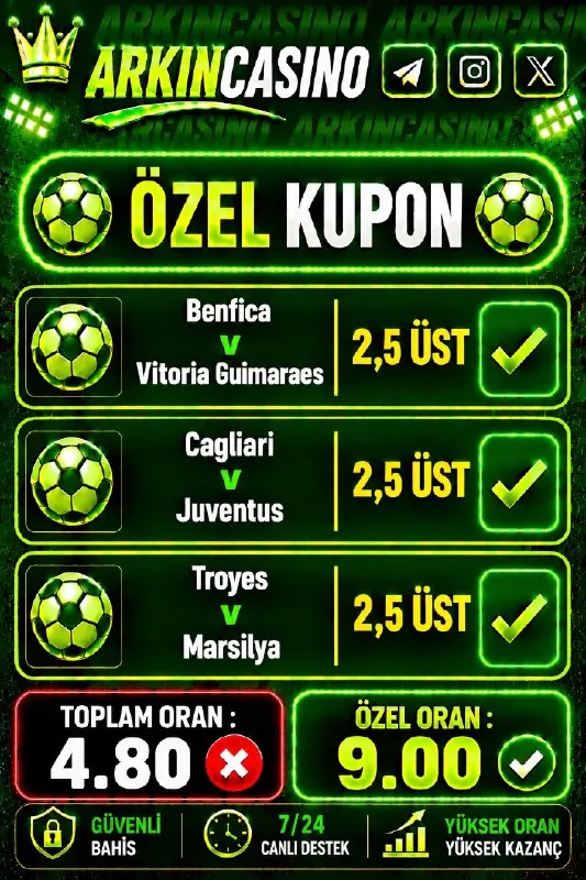 Arkın Casino Telegram: 📌 İlk yatırımına %100 Casino Hoşgeldin Bonusu 📌 Cuma-Cumartesi-Pazar günlerine…