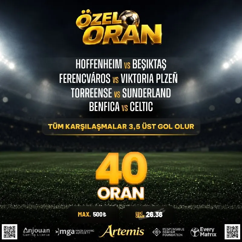 Artemisbet Telegram: 🟡40 Özel Oran🟡 🔫Max : 500₺🔫 🍁 Gün içerisinde tüm yöntemler dahil minimum 2.000…