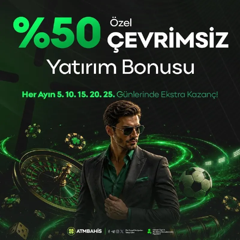 ATMBahis Telegram: ❤️ ÖZEL BONUS GÜNLERİ BAŞLADI! ❤️ 🗓 Ayın belirli günlerinde ekstra kazanç…