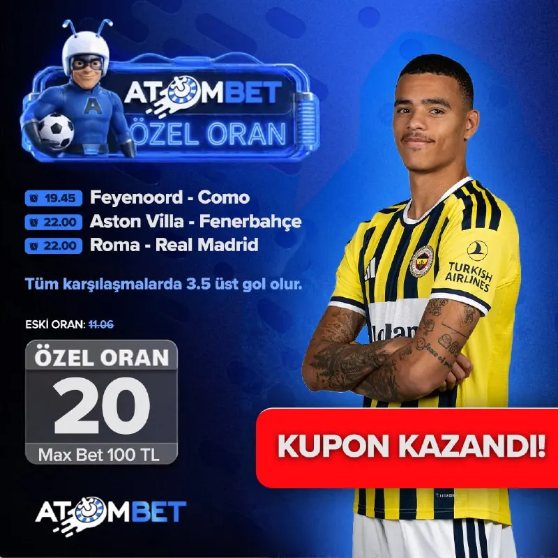 Atombet Telegram: 💰 ATOMBET KAZANDIRAN ÖZEL ORANLI KUPONLARI YİNE KAZANÇ GETİRDİ! ⚽️ Özel oranlı…