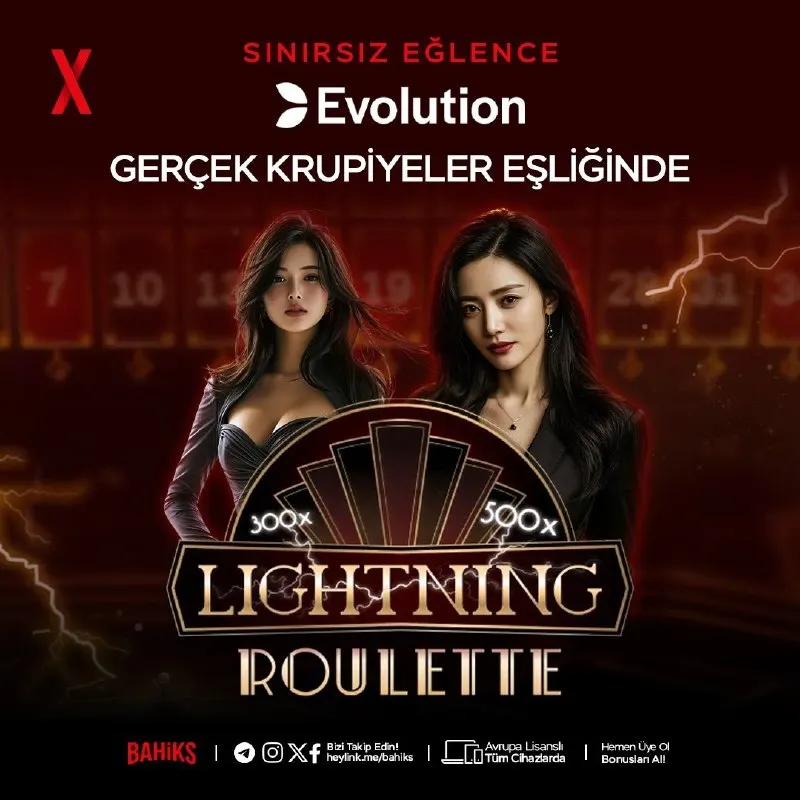 Bahiks Telegram: 🤩 LIGHTNING ROULETTE HEYECANI BAHİKS'TE ESİYOR! 🤩 💥 Şimşekler çakıyor…