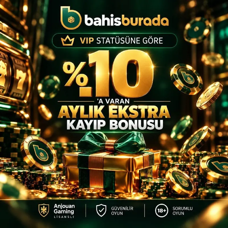 Bahis Burada Telegram: 🎁 VIP STATÜSÜNE GÖRE %10’A VARAN AYLIK EKSTRA KAYIP BONUSU 📌 VIP İade Oranları…