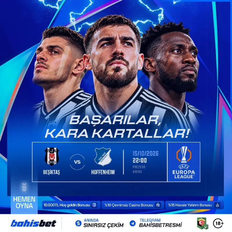 Bahisbet Telegram: 💙💙🩵🩵🩵💙💙💙 🖤🤍 KARA KARTAL'A BAŞARILAR! 🇩🇪HOFFENHEIM🇩🇪 🆚 ☘️BEŞİKTAŞ☘️ ⏱ 2⃣2⃣🔣0⃣0⃣…