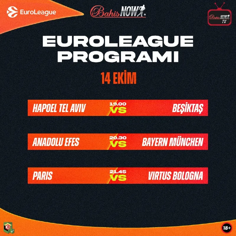 Bahisnow Telegram: 🔥 EuroLeague'de 2026-2027 sezonu heyecanı tüm hızıyla sürüyor! 🇹🇷 Temsilcimiz…