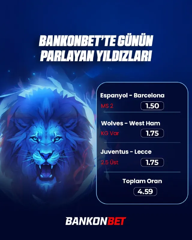 Bankonbet Telegram: ⚪️🟢🟡🔴 ⭐️ Bugün yıldızlar Bankonbet’te parlıyor! Kazandıran tercihler, öne çıkan…