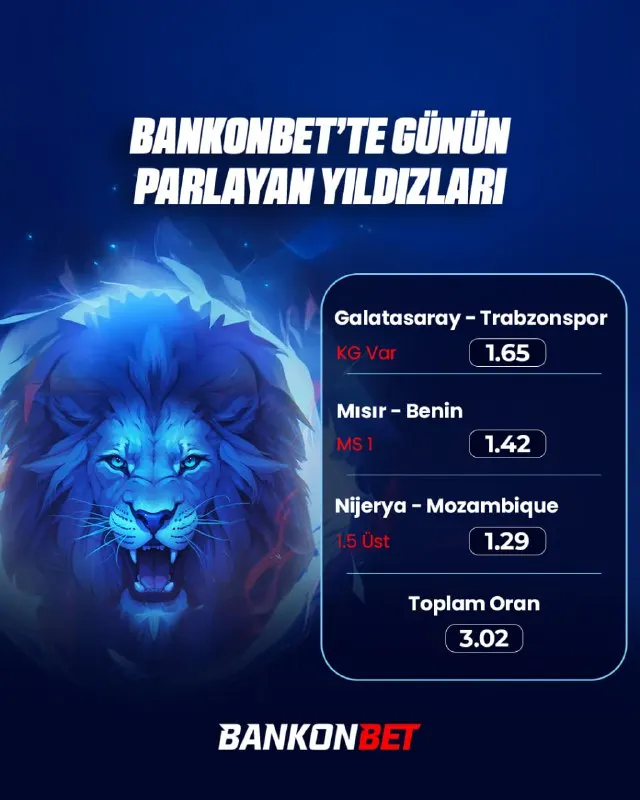 Bankonbet Telegram: ⚪️🟢🟡🔴 ⭐️ Bugün yıldızlar Bankonbet’te parlıyor! Kazandıran tercihler, öne çıkan…