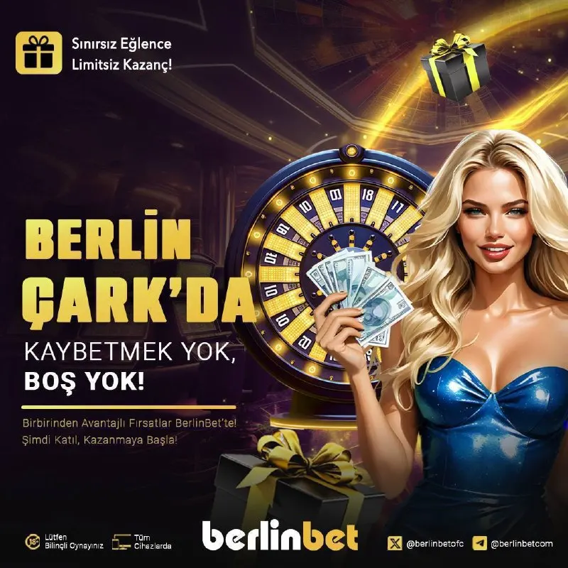Berlinbet Telegram: 🎰 BERLİNÇARK BUGÜN SENİN İÇİN DÖNÜYOR 🎯 🤑 Berlinbet Çark kazandırıyor ! 🎁 🪙…