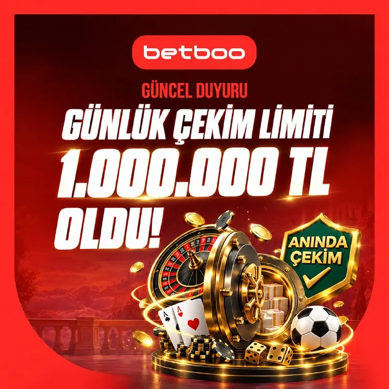 Betboo Telegram: 🚨 GÜNLÜK ÇEKİM LİMİTİ ARTIK 1.000.000 TL! 💸 Betboo’da para çekme işlemleri…