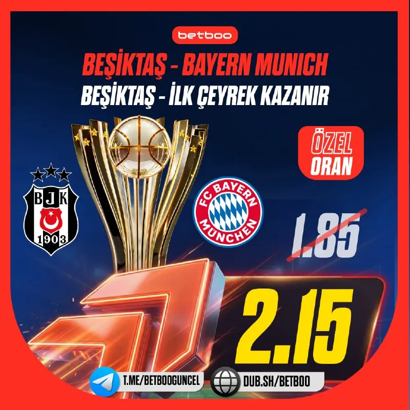 Betboo Telegram: 🤲🚘🚙4️⃣'da Euroleague Heyecanı Özel Oran ile Devam Ediyor! 🏀 Beşiktaş 🆚 Bayern…