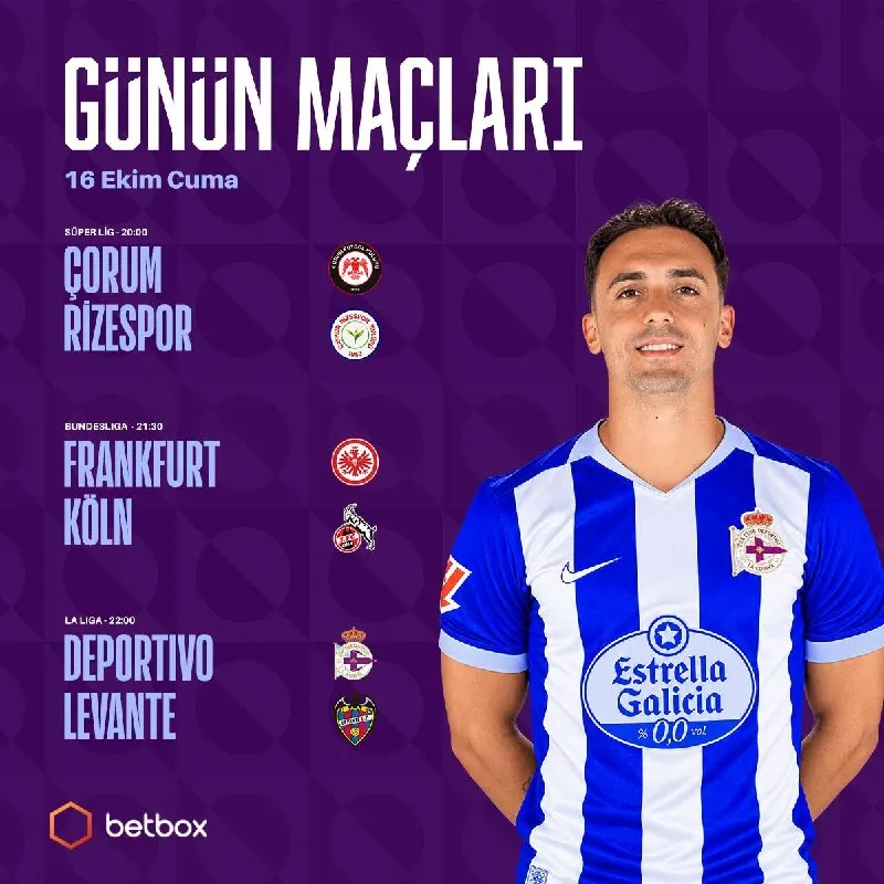 Betbox Telegram: 😳 16 Ekim Cuma gününün nefes kesen maçları Box’ta başladı! 🔥 Çorum, Frankfurt…