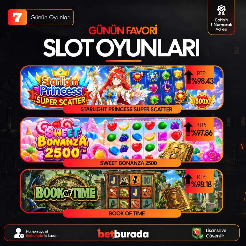 Betburada Telegram: 🚀 Günün Öne Çıkan Yüksek RTP'li Slot Oyunları! 🚀 ✨ En Mükemmel kazançlar…