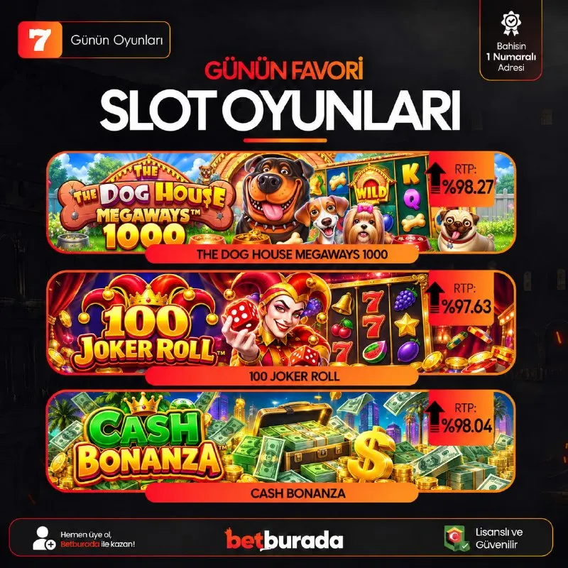 Betburada Telegram: 🚀 Günün Öne Çıkan Yüksek RTP'li Slot Oyunları! 🚀 ✨ En Mükemmel kazançlar…