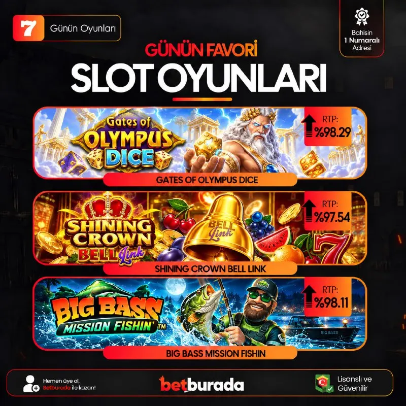 Betburada Telegram: 🚀 Günün Öne Çıkan Yüksek RTP'li Slot Oyunları! 🚀 ✨ En Mükemmel kazançlar…