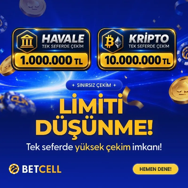 Betcell Telegram: Tek seferde Havale çekim limiti: 1.000.000₺ / Kripto : 10 Milyon TL Yüksek…