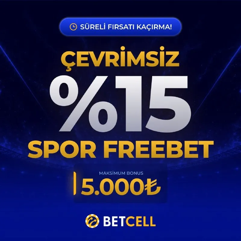 Betcell Telegram: BUGÜNE ÖZEL | %15 SPOR FREEBET 16:30 – 21:00 saatleri arasında yapılan…