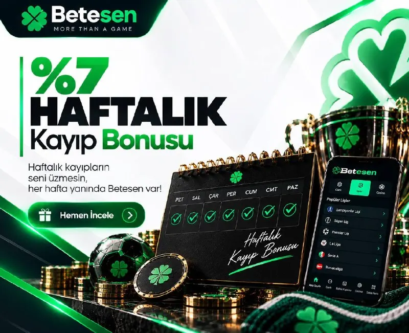 Betesen Telegram: 😀😃😌🙁🥸’DE HER HAFTA YENİ BİR FIRSAT! 🍬🔣7️⃣ HAFTALIK KAYIP BONUSU! ⚡️ Kayıplarına…