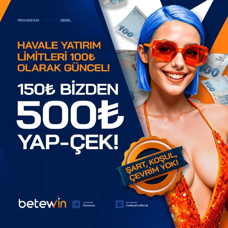 Betewin Telegram: ❤️‍🔥 BÜTÜN HAVALE YÖNTEMLERİ MİNİMUM LİMİT 100TL! 🫐🍇🍓 : HAVALE100 🔔100TL…