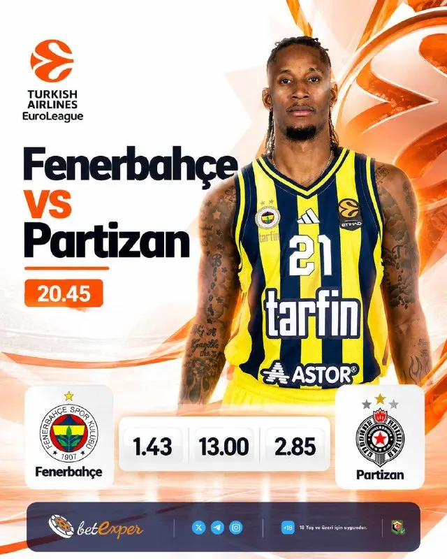 Betexper Telegram: 🏀 Euroleague’de Dev Mücadele: Fenerbahçe Tarfin vs Partizan! 🇹🇷 Temsilcimiz…