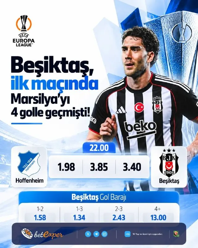 Betexper Telegram: 🦅 Beşiktaş'a 3.40'lık Dev Oran! 🇪🇺 UEFA Avrupa Ligi'ndeki ilk maçında…