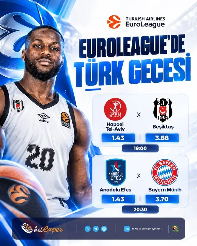 Betexper Telegram: 🎉 Parkede Nefes Kesen Mücadeleler! 📈 EuroLeague'de temsilcilerimizin maç günü!…