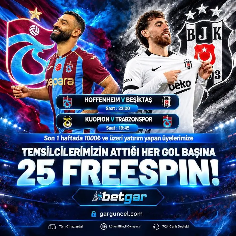 Betgar Telegram: ⚽️ Temsilcilerimizin Her Golü 25 Freespin! Bu karşılaşmalarda atılan her gol…
