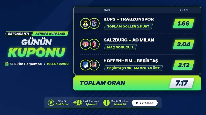 Betgaranti Telegram: ⚽️ En yüksek oranlar ile günün kuponu ⚽️ #betgaranti #guvenilirsite #kupon…