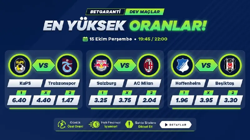 Betgaranti Telegram: ⚽️ En yüksek oranlar ile günün maçları #yatırımbonusu #kayıpbonusu #sporbonusu…