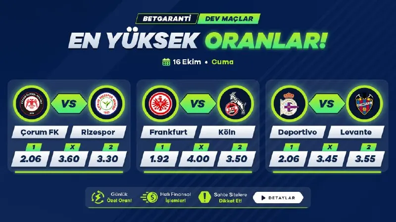 Betgaranti Telegram: ⚽️ En yüksek oranlar ile günün maçları #yatırımbonusu #kayıpbonusu #sporbonusu…