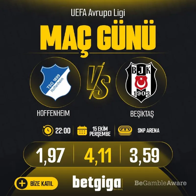 Betgiga Telegram: ⚽️ BETGİGA MAÇ GÜNÜ 🇪🇺 UEFA AVRUPA LİGİ 🇩🇪 Hoffenheim ⭐️ Beşiktaş ⚽️ 🗓…