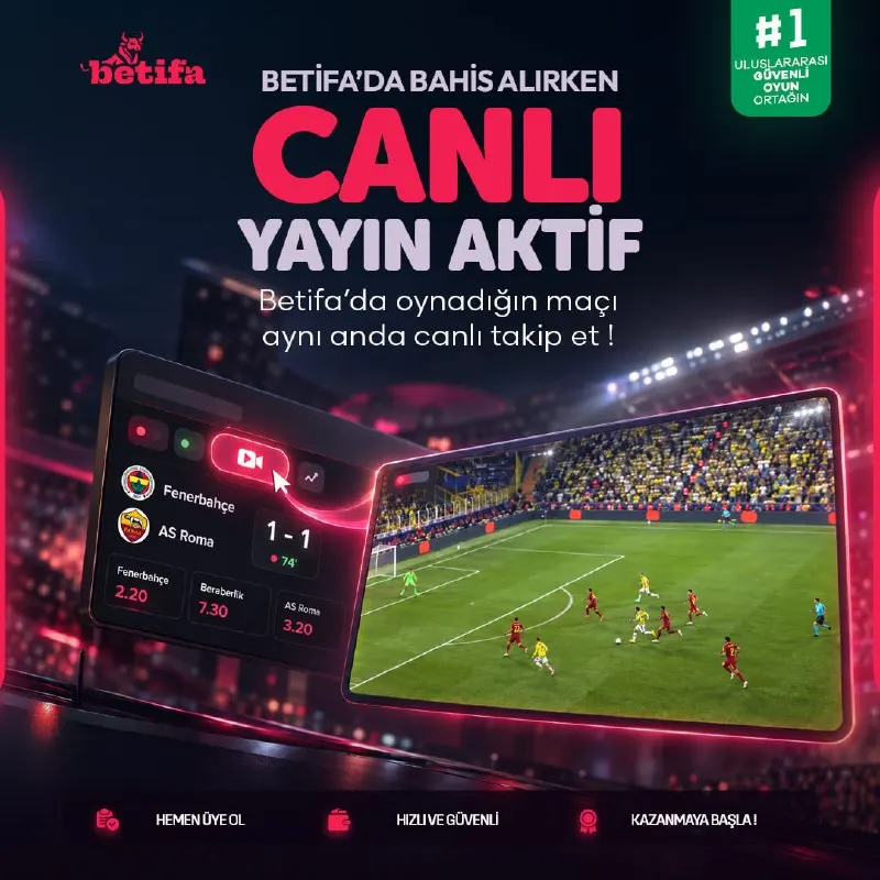Betifa Telegram: ✨ CANLI MAÇ DENEYİMİNİ BİR ÜST SEVİYEYE TAŞI! 📺 “Oynat” butonuna tıkla! ⚽️ Maçı…