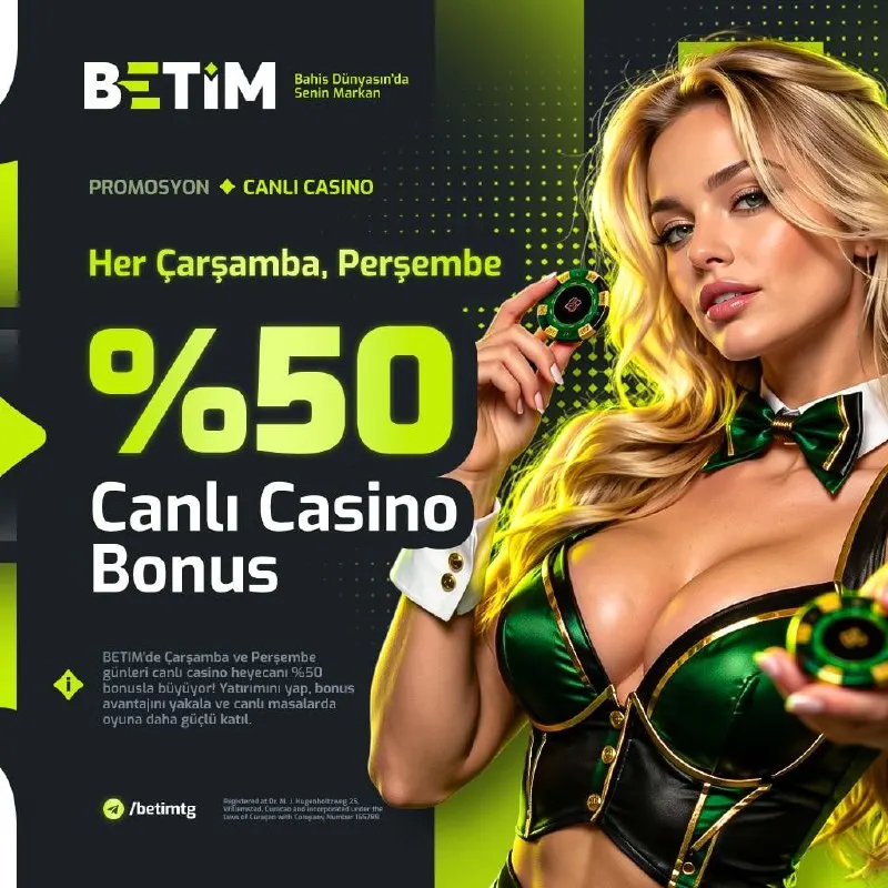 Betim Telegram: 🎰 %50 Canlı Casino Günleri Aktif! ➡️ 10.000₺'ye kadar olan, ➡️ Yatırımlarınıza…