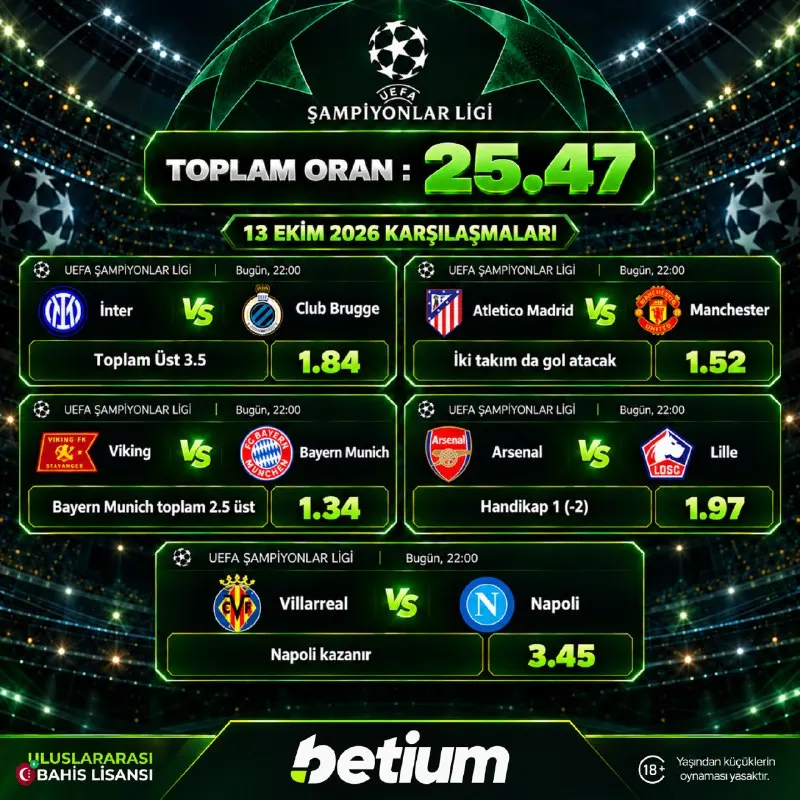 Betium Telegram: 🇪🇺 Avrupa'nın devleri sahneye çıkıyor, gözler Şampiyonlar Ligi'ne çevriliyor! 🔥…