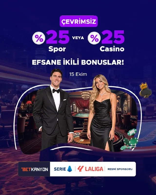 Betkanyon Telegram: 🔥 EFSANE İKİLİ BONUSLAR BETKANYON’DA! 🎁 💸 Bugün yapacağın yatırım %25 Çevrimsiz…