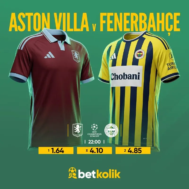 Betkolik Telegram: 💥 Karşılaşma İçin Son Dakikalar 💥 ⚽️Aston Villa 🆚 Fenerbahçe⚽️ 💚 Betkolik’te…
