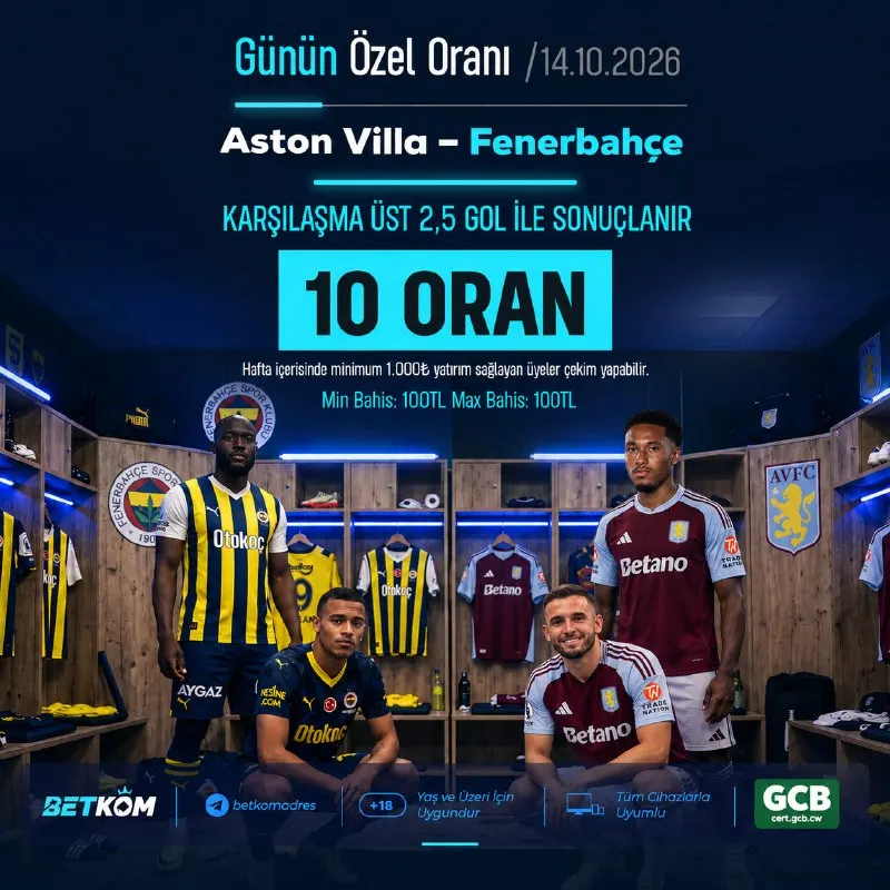 Betkom Telegram: Betkom'da Özel Oran Aktif! 🌌🌌 🌌🌌🌌🌌 💎 🗓 Tarih: 14.10.2026 ⚽️ Aston Villa…