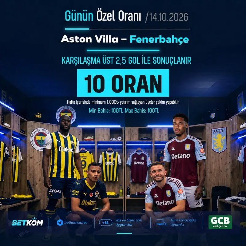 Betkom Telegram: Betkom'da Özel Oran Aktif! 🌌🌌 🌌🌌🌌🌌 💎 🗓 Tarih: 14.10.2026 ⚽️ Aston Villa…