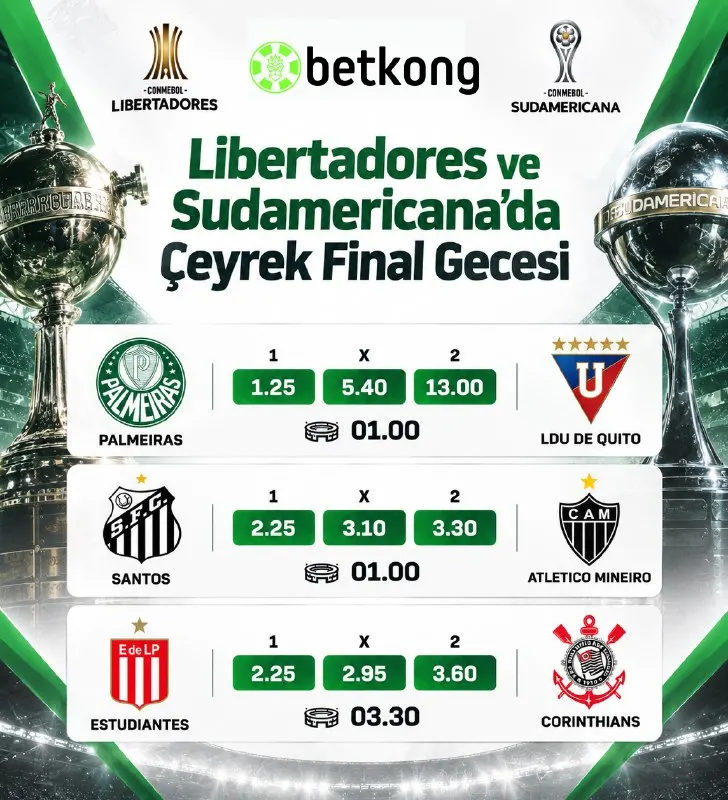 Betkong Telegram: 🤙 Samba Gecesi BetKong'da Başlıyor! 🏆 Libertadores ve Sudamericana'da Çeyrek…