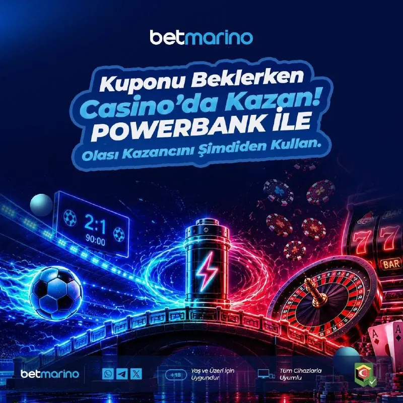 Betmarino Telegram: ⚡️ PowerBank Özelliği Aktif! ⚽🎰 💸 Artık sonuçlanmamış spor kuponunuzun olası…