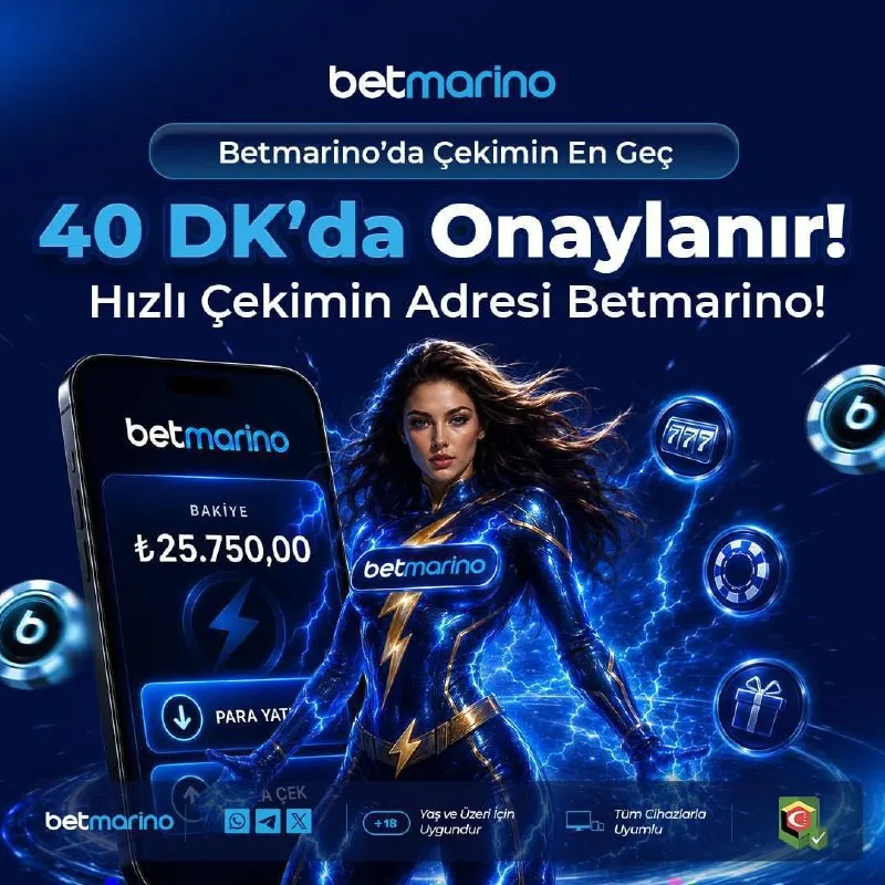 Betmarino Telegram: 🖤🖤🖤🖤 ⚡Betmarino’da hızlı çekim! 🪙 Çekim taleplerin en geç 40 dakika içinde…