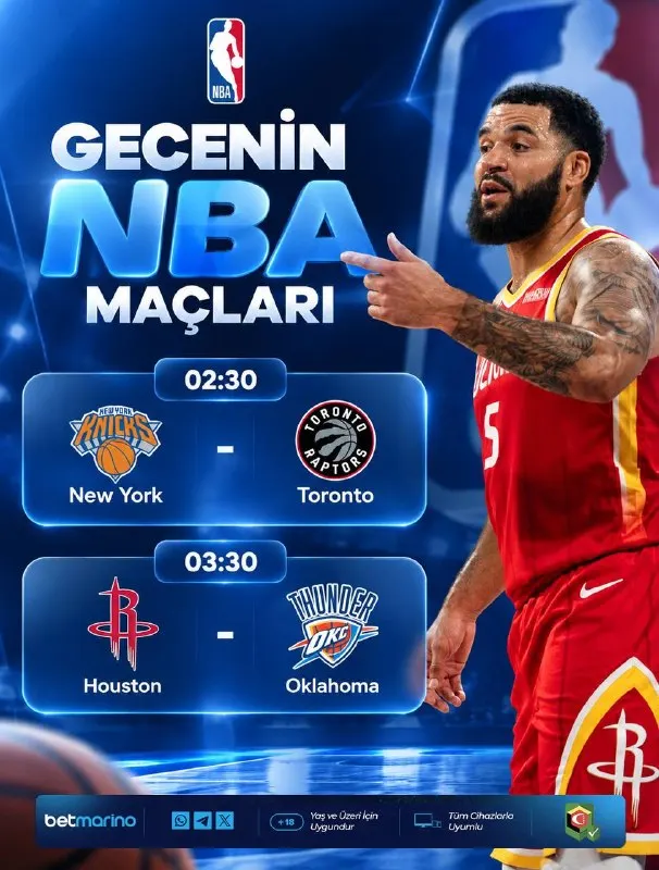 Betmarino Telegram: 🖤🖤🖤🖤 🏀 GECENİN NBA MAÇLARI 🏀 New York Knicks VS Toronto Raptors 🏀 Houston…