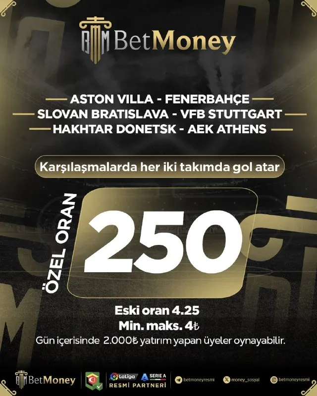 Betmoney Telegram: 🔥 Günün Özel Oranlı Kuponu BetMoney’de! 🎯 HEPSİ KG 💥 Özel Oran: 250 📉 Eski Oran…