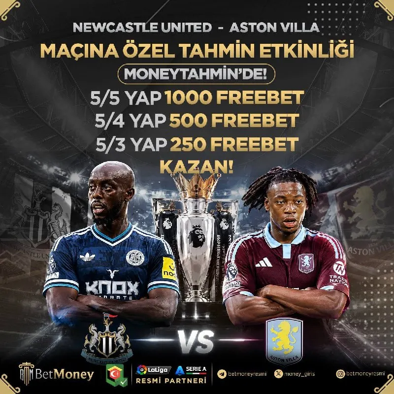 Betmoney Telegram: ⏰ 17.10.2026 19:30 Newcastle United 🆚 Aston Villa 🎯Nefes kesen bu karşılaşmayla…