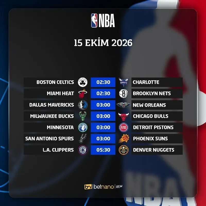 Betnano Telegram: NBA 15 EKİM SEZON ÖNCESİ KARŞILAŞMALARI 🤐 Basketbol dünyasının kalbinde…