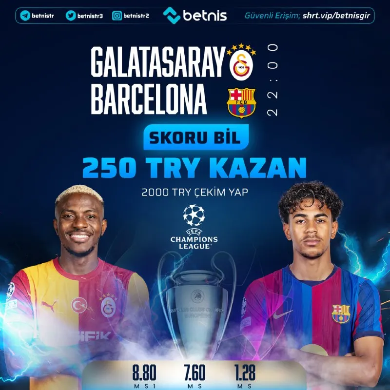 Betnis Telegram: 🔔GÜNÜN MAÇINA ÖZEL FREEBET ETKİNLİĞİ! ⚽️#Galatasaray 🆚 ⚽️#Barcelona Maçın…