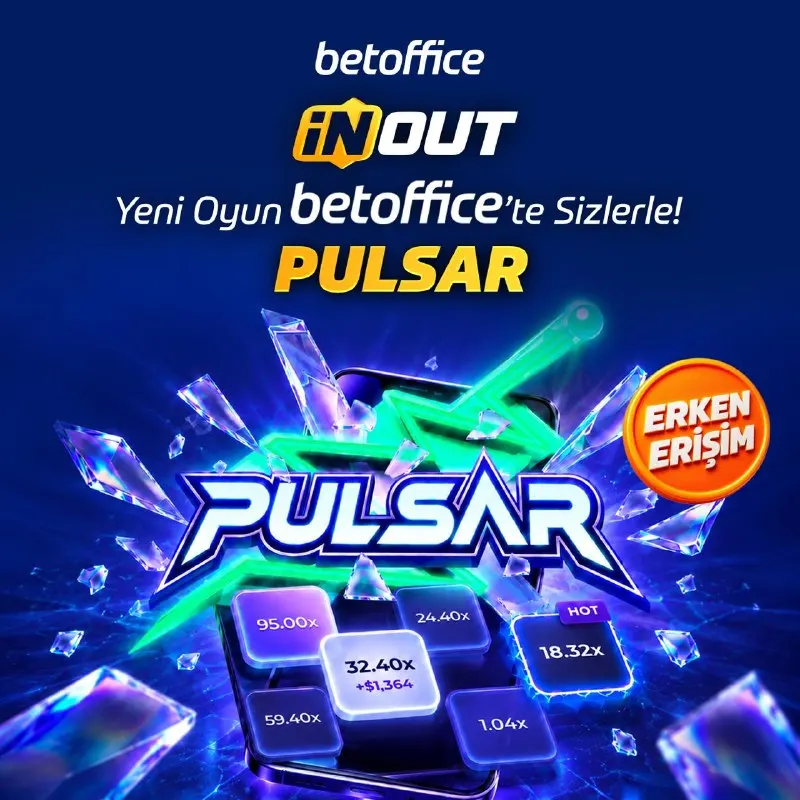 Betoffice Telegram: 💚 Pulsar’a Erken Erişim Şimdi BetOffice’te! InOut’un yeni oyunu Pulsar, hızla…