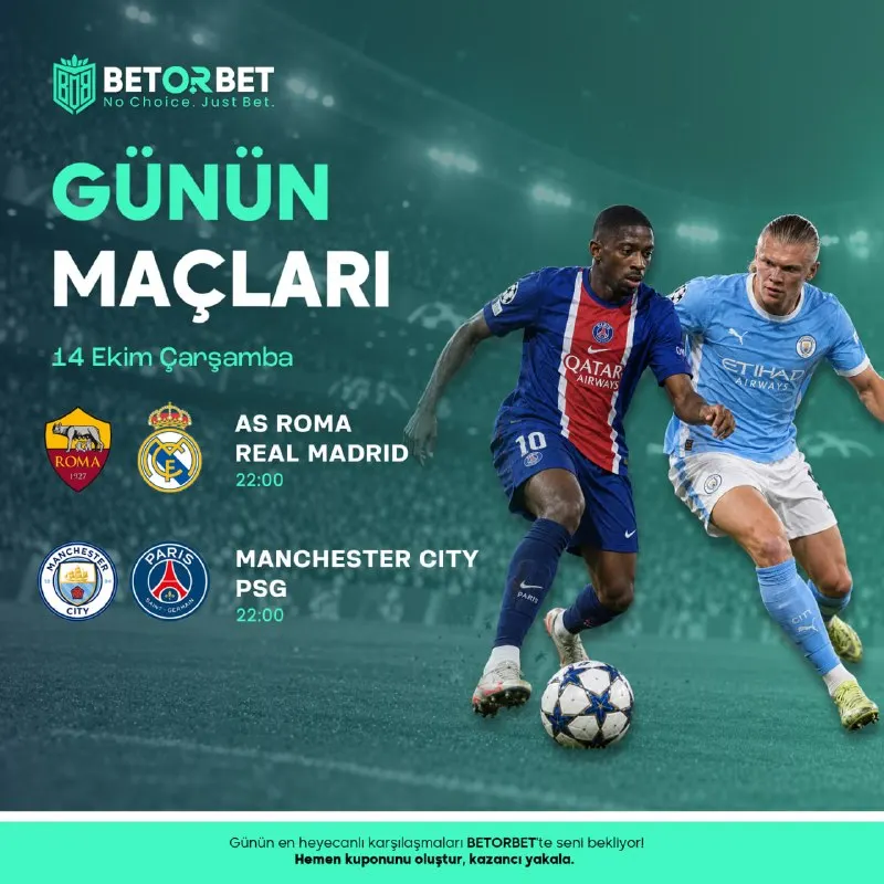 Betorbet Telegram: ⭐️BETORBET'TE GÜNÜN MAÇLARI! Devler Ligi’nde Yıldızlar Sahada! AS Roma – Real…
